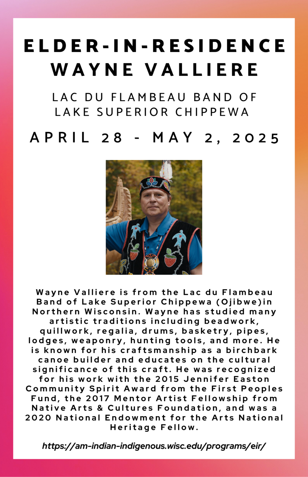 Spring 2025 Poster - EIR Wayne Valliere with bio